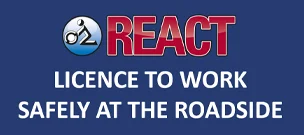 React training logo for auto repair: license to work safely at the roadside.